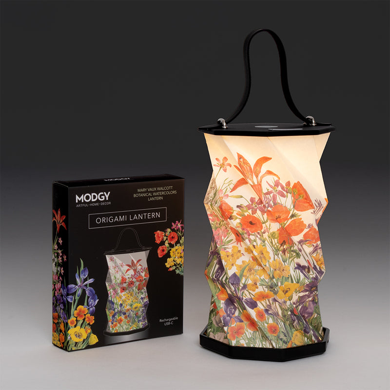 Modgy Mary Vaux Walcott Botanical Watercolor Origami Lantern